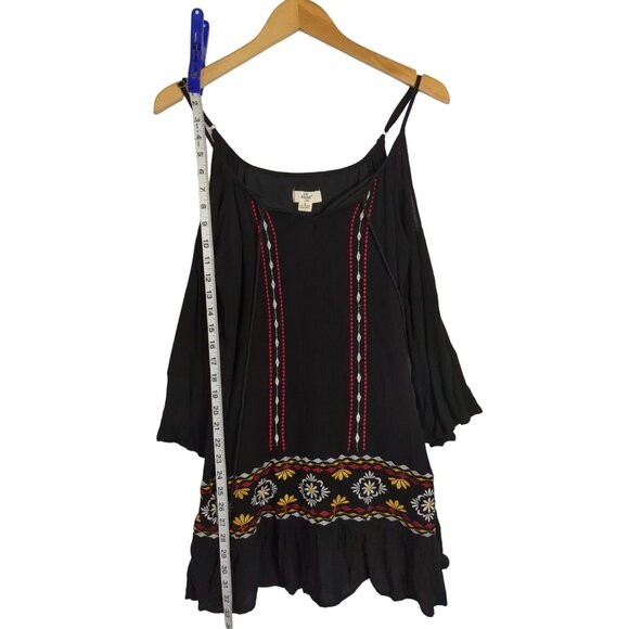 Exist Mini Tunic Dress Womens S Black Boho Southwestern Festival Embroidered - Picture 9 of 12